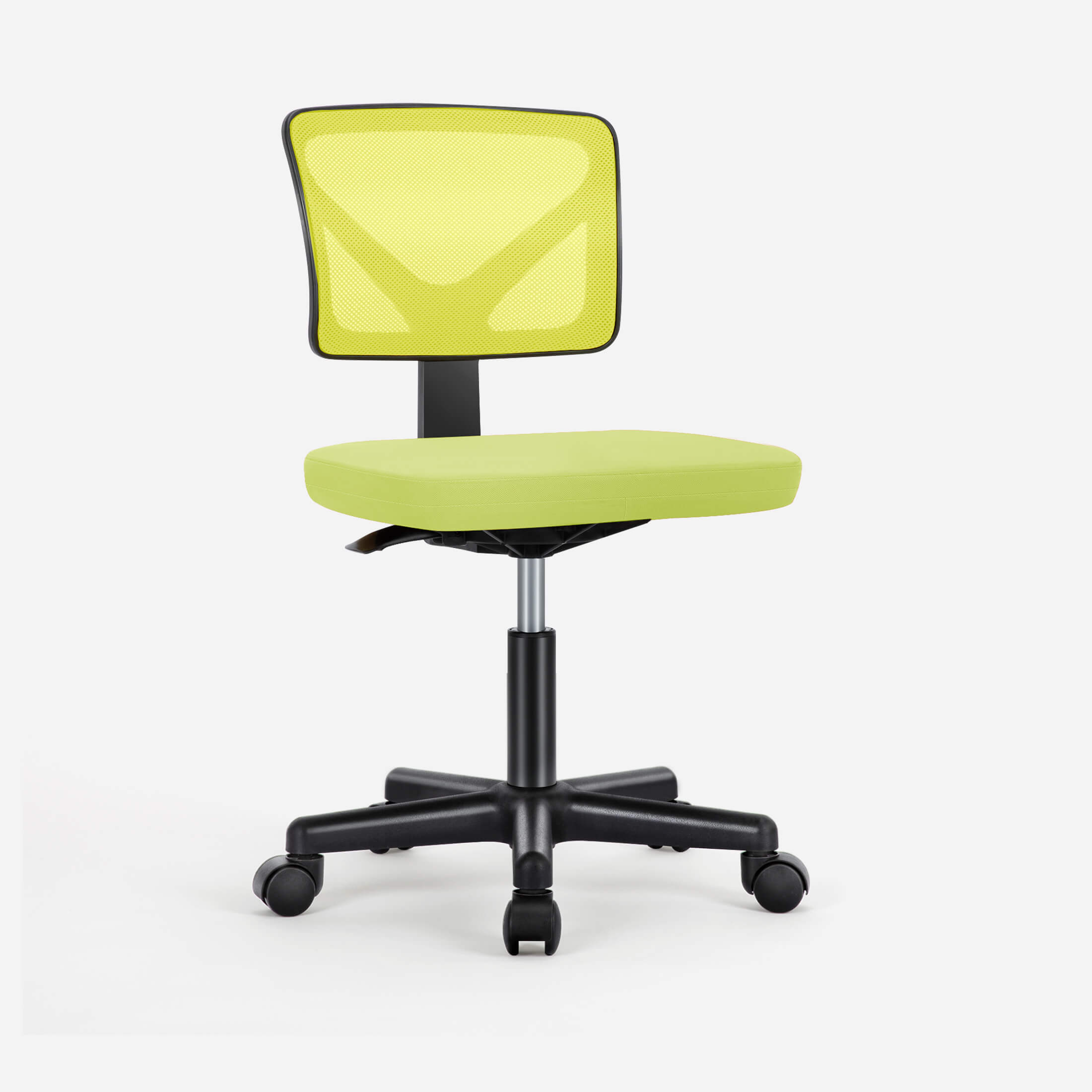 Compact Ergonomic Lumbar Support Office Chair Armless Design Adjustable Height Swivel
