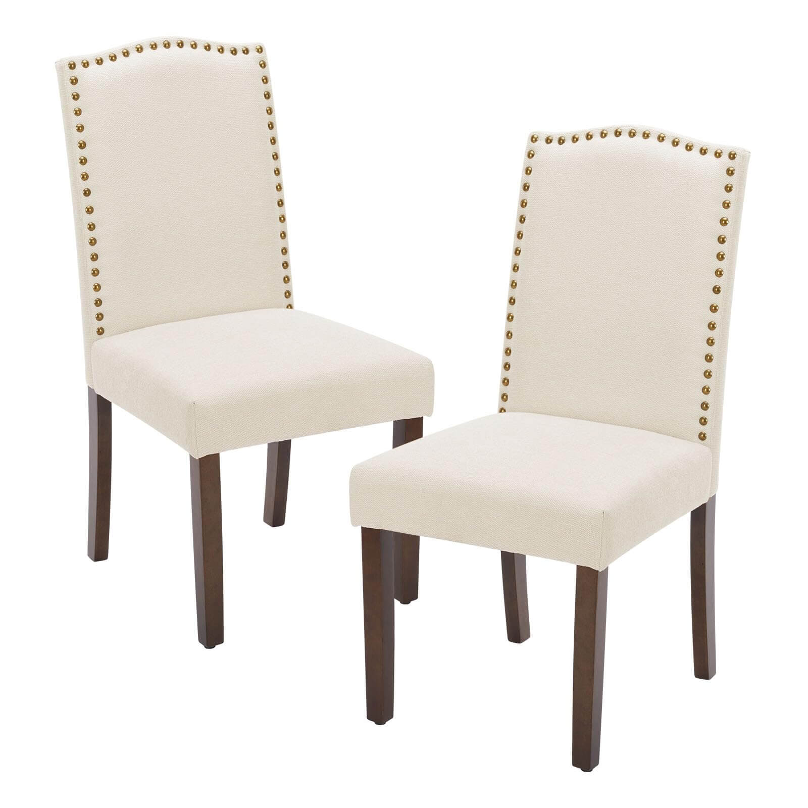 Elegant Modern Armless Dining Chairs with Leather Cushion, Sturdy Rubberwood Legs