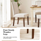 Elegant Modern Armless Dining Chairs with Leather Cushion, Sturdy Rubberwood Legs