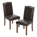 Elegant Modern Armless Dining Chairs with Leather Cushion, Sturdy Rubberwood Legs