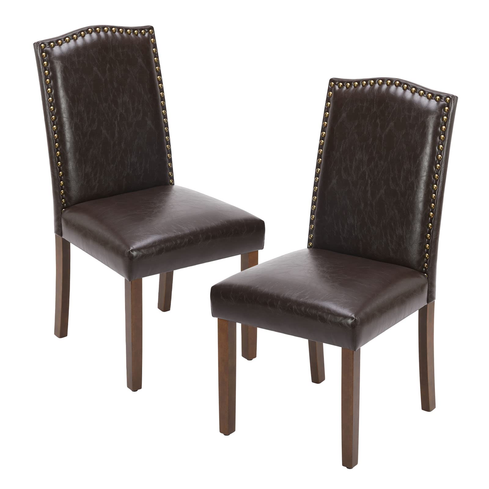 Elegant Modern Armless Dining Chairs with Leather Cushion, Sturdy Rubberwood Legs