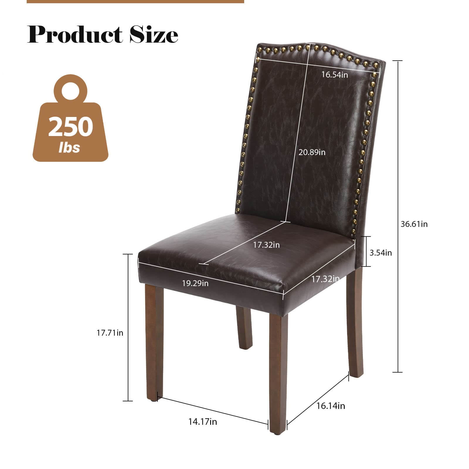 Elegant Modern Armless Dining Chairs with Leather Cushion, Sturdy Rubberwood Legs