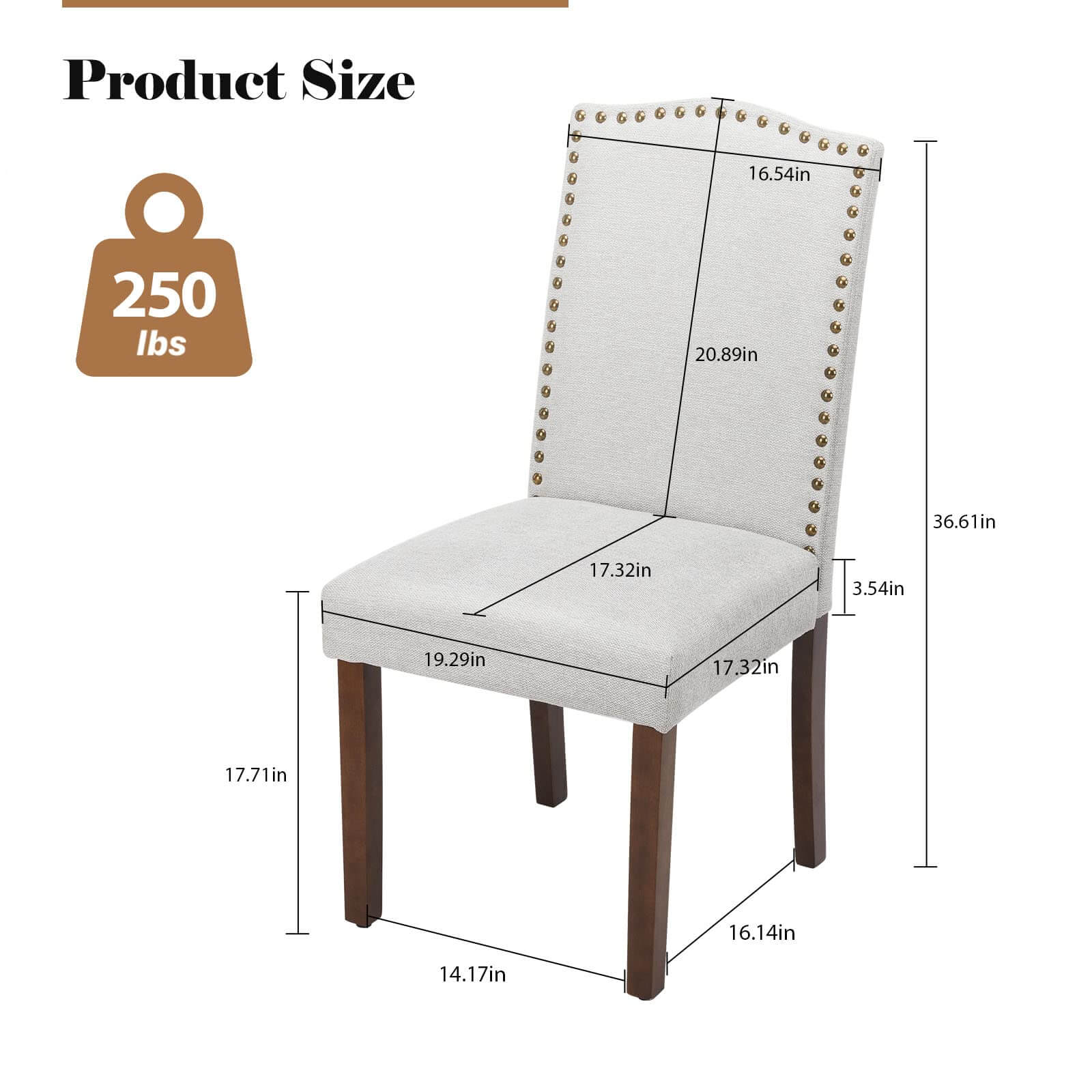 Elegant Modern Armless Dining Chairs with Leather Cushion, Sturdy Rubberwood Legs