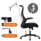Ergonomic Mesh Office Chair with Flip-Up Arms, Adjustable Height, Lumbar Support