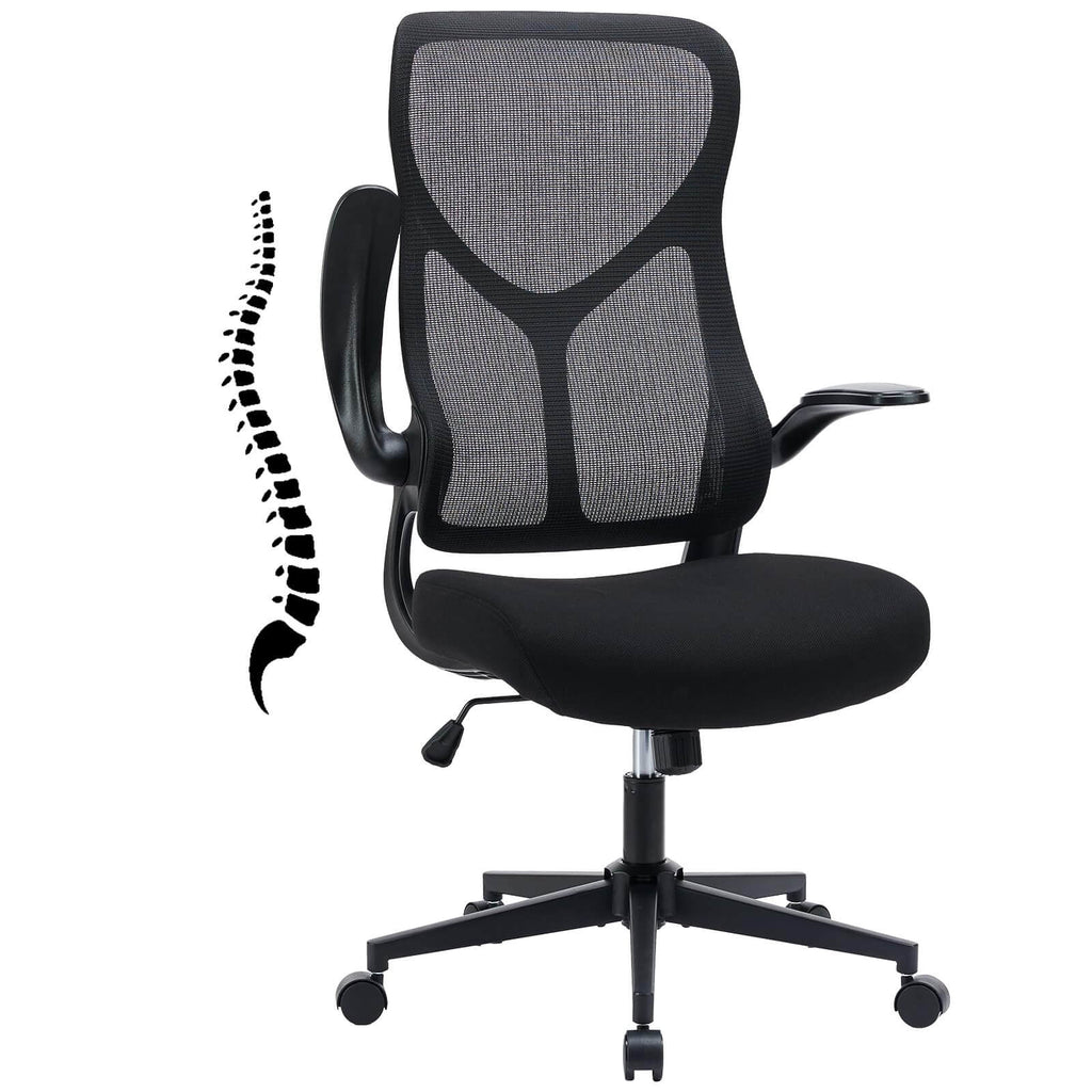 Ergonomic Mesh Office Chair with Flip-Up Arms, Adjustable Height, Lumbar Support