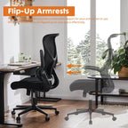 Ergonomic Mesh Office Chair with Flip-Up Arms, Adjustable Height, Lumbar Support