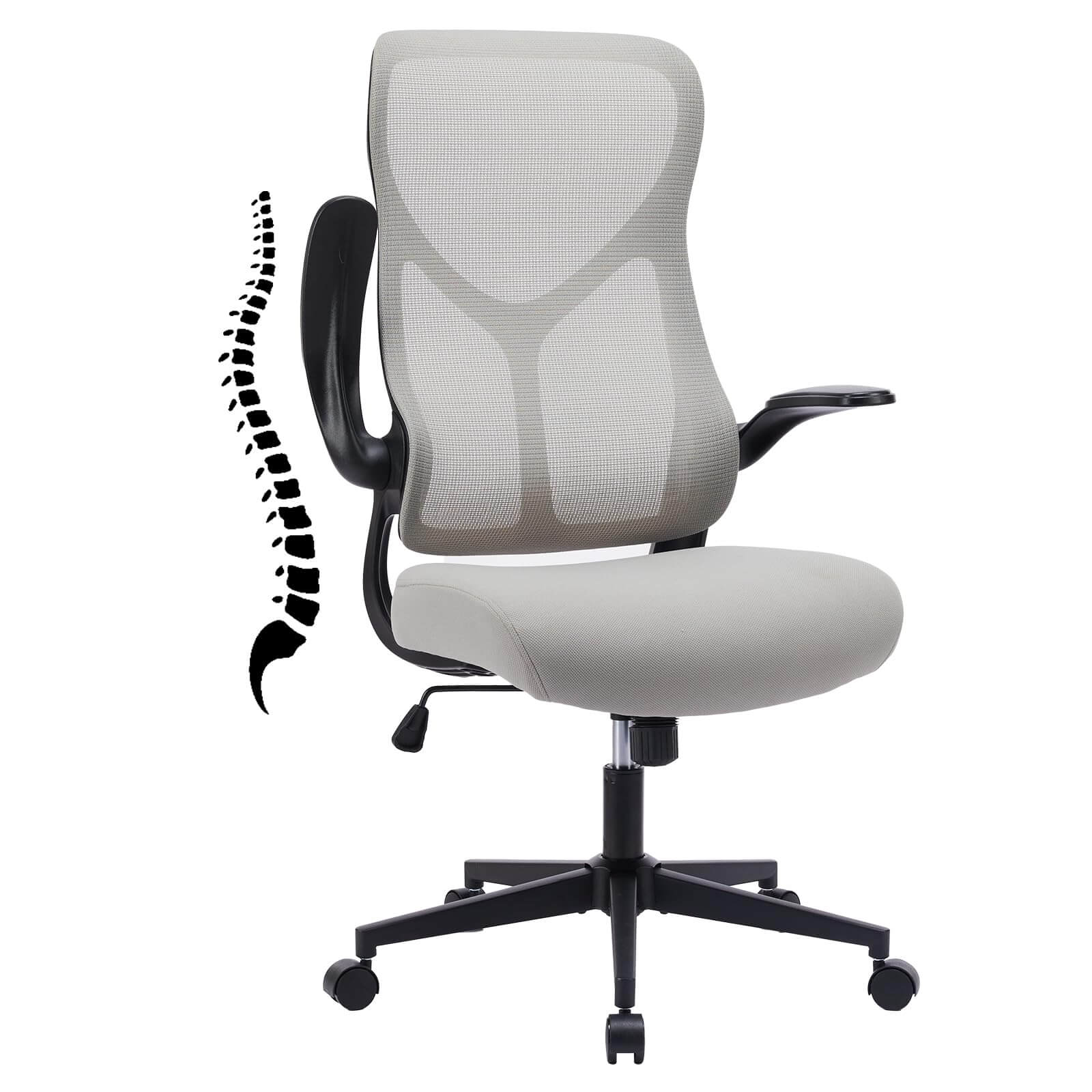 Ergonomic Mesh Office Chair with Flip-Up Arms, Adjustable Height, Lumbar Support