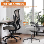 Ergonomic Mesh Office Chair with Flip-Up Arms, Adjustable Height, Lumbar Support