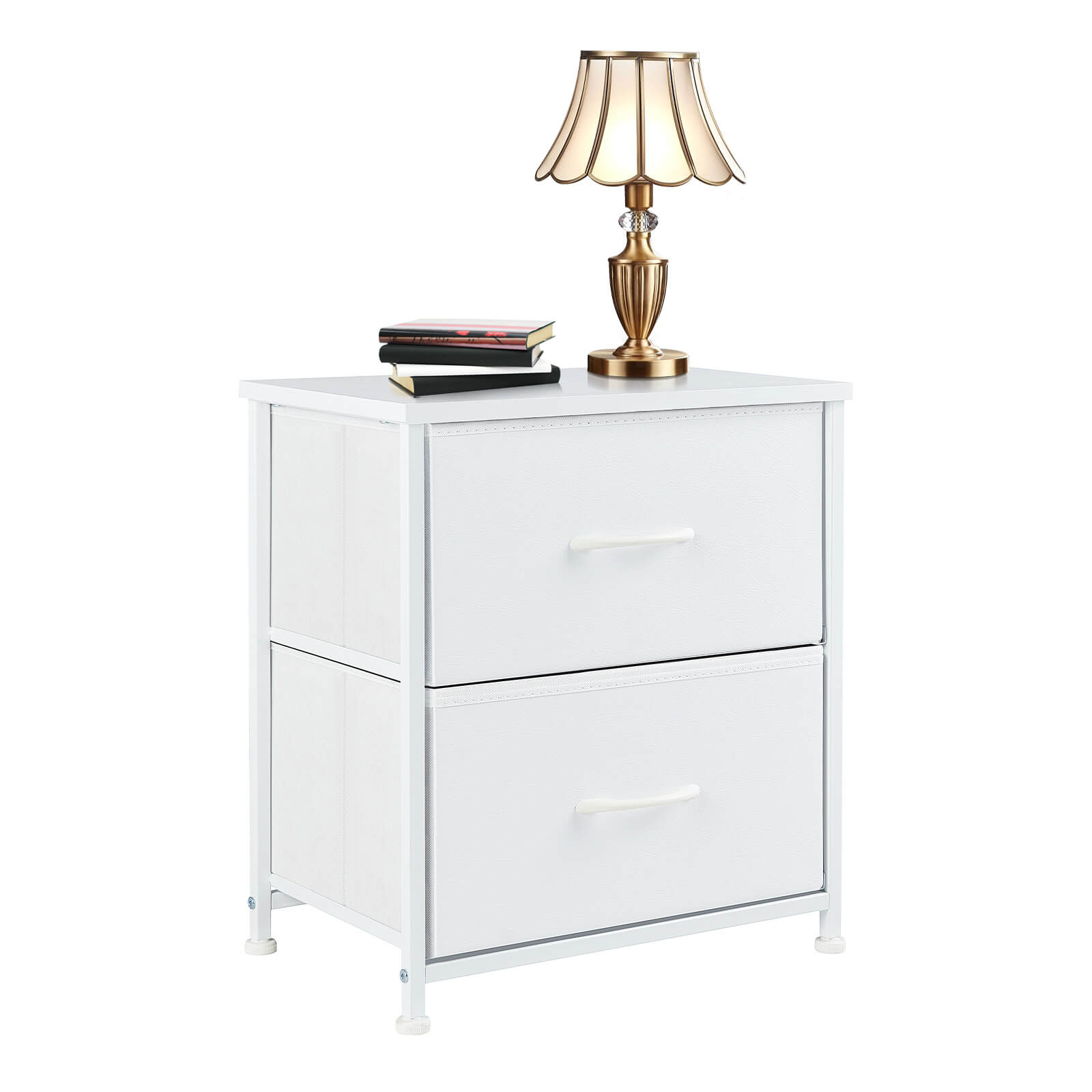 Compact 5-Drawer Fabric Dresser with Wood Top, Strong Metal Frame