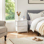 Compact 5-Drawer Fabric Dresser with Wood Top, Strong Metal Frame
