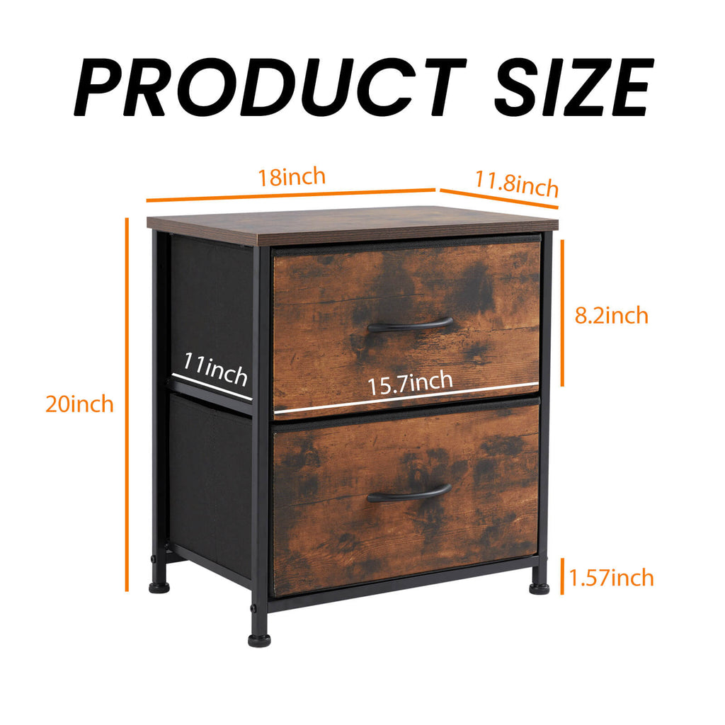 Compact 5-Drawer Fabric Dresser with Wood Top, Strong Metal Frame