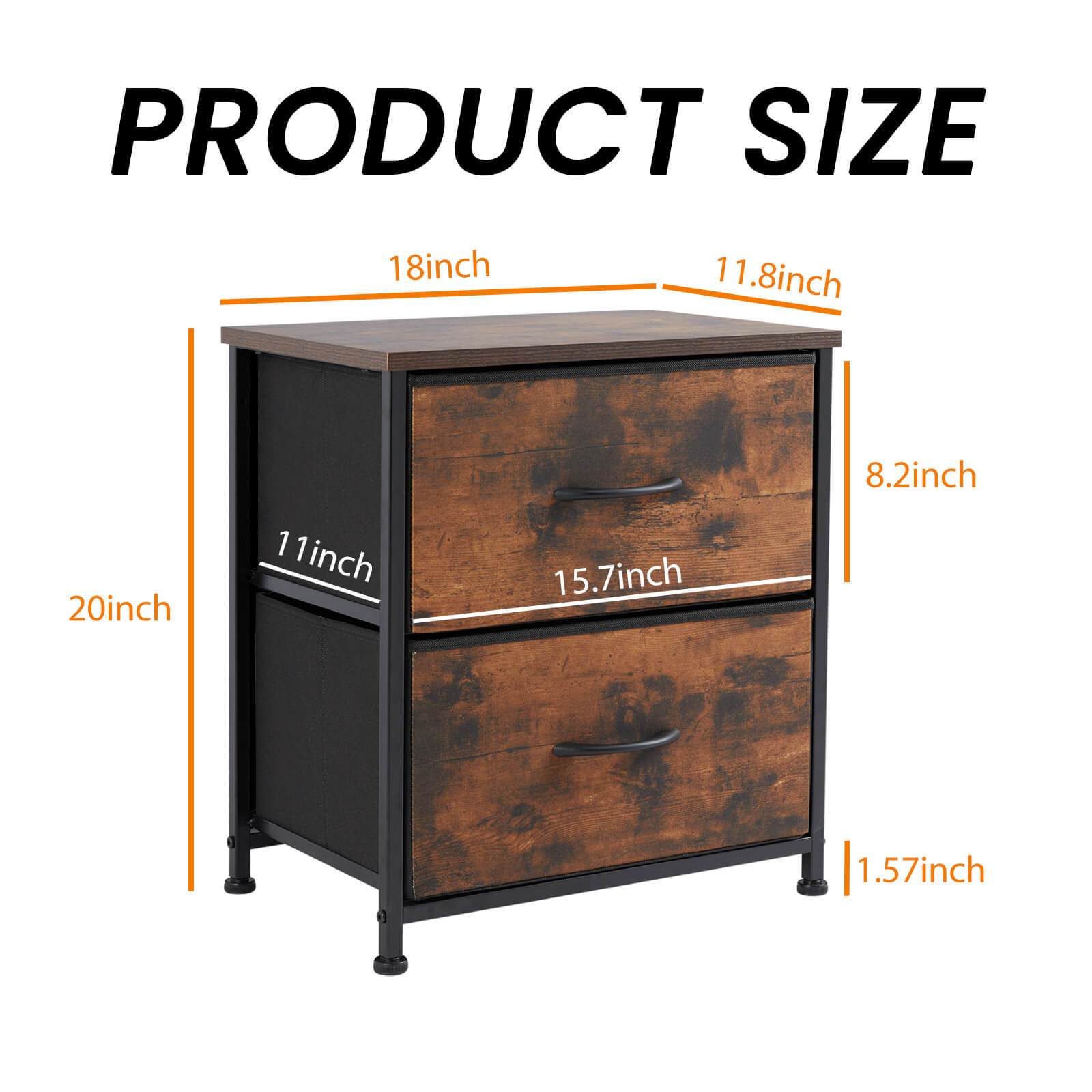 Compact 5-Drawer Fabric Dresser with Wood Top, Strong Metal Frame