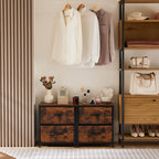 Compact 5-Drawer Fabric Dresser with Wood Top, Strong Metal Frame