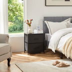 Compact 5-Drawer Fabric Dresser with Wood Top, Strong Metal Frame