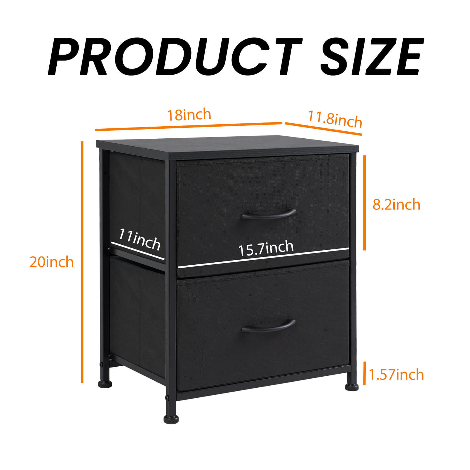 Compact 5-Drawer Fabric Dresser with Wood Top, Strong Metal Frame