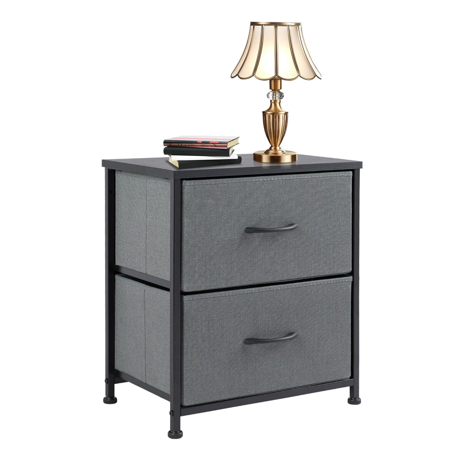 Compact 5-Drawer Fabric Dresser with Wood Top, Strong Metal Frame