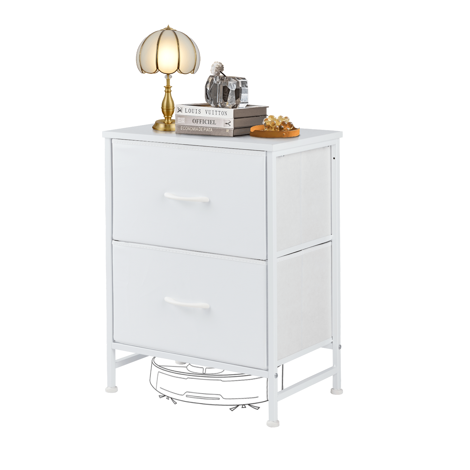 Compact 5-Drawer Fabric Dresser with Wood Top, Strong Metal Frame