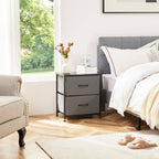 Compact 5-Drawer Fabric Dresser with Wood Top, Strong Metal Frame