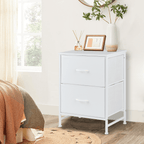 Compact 5-Drawer Fabric Dresser with Wood Top, Strong Metal Frame