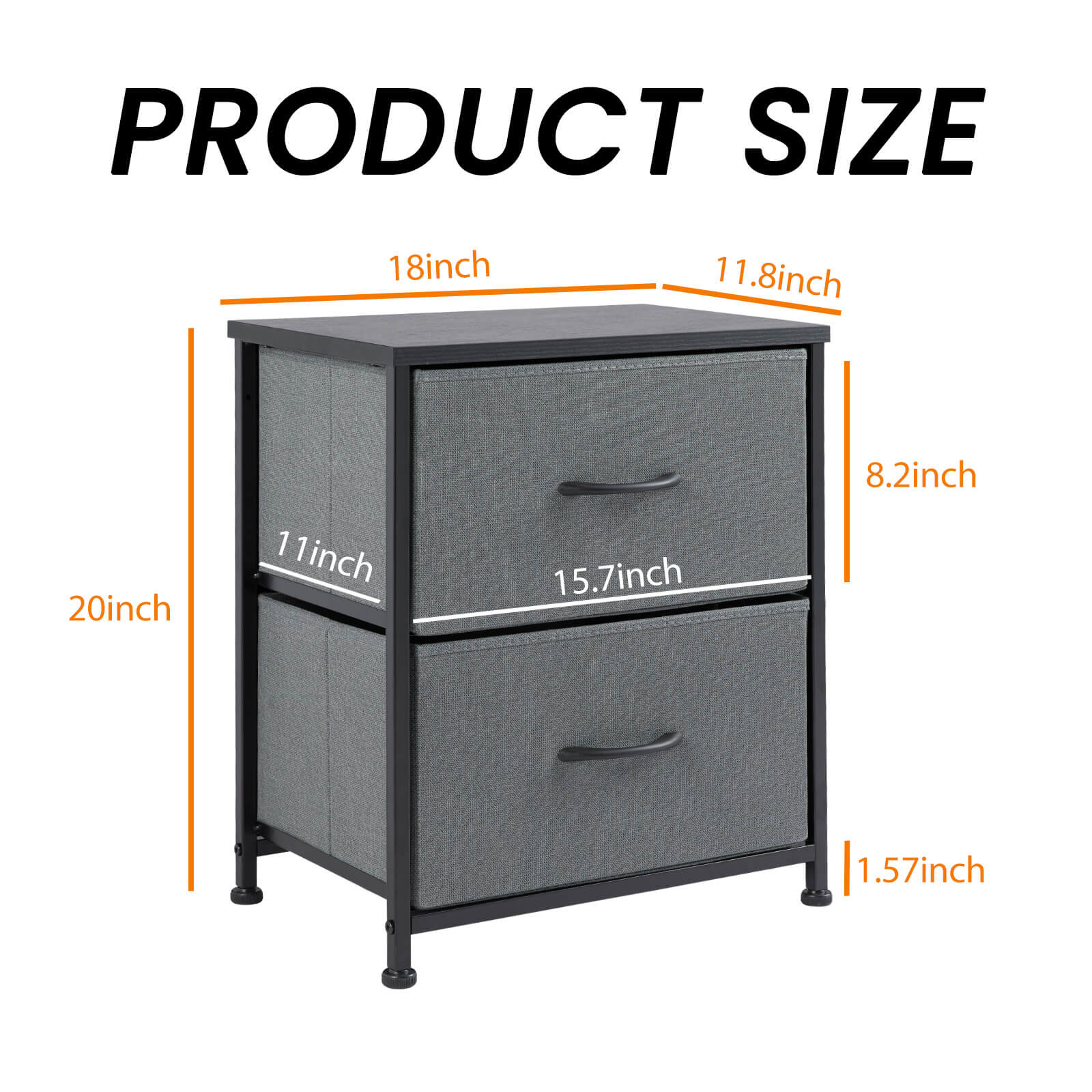 Compact 5-Drawer Fabric Dresser with Wood Top, Strong Metal Frame