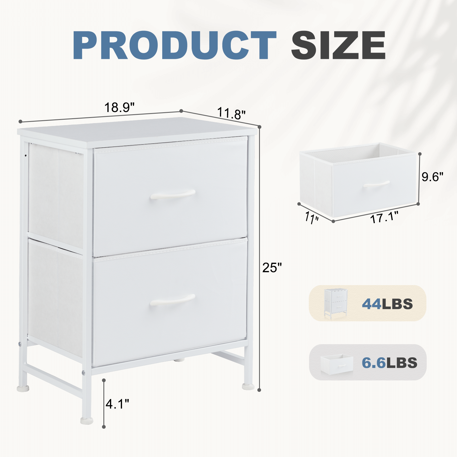 Compact 5-Drawer Fabric Dresser with Wood Top, Strong Metal Frame