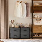 Compact 5-Drawer Fabric Dresser with Wood Top, Strong Metal Frame