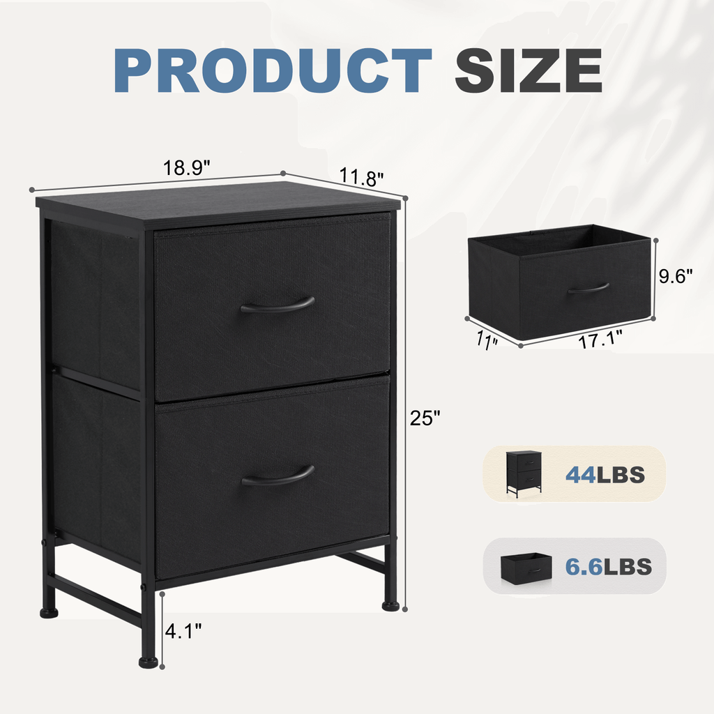 Compact 5-Drawer Fabric Dresser with Wood Top, Strong Metal Frame