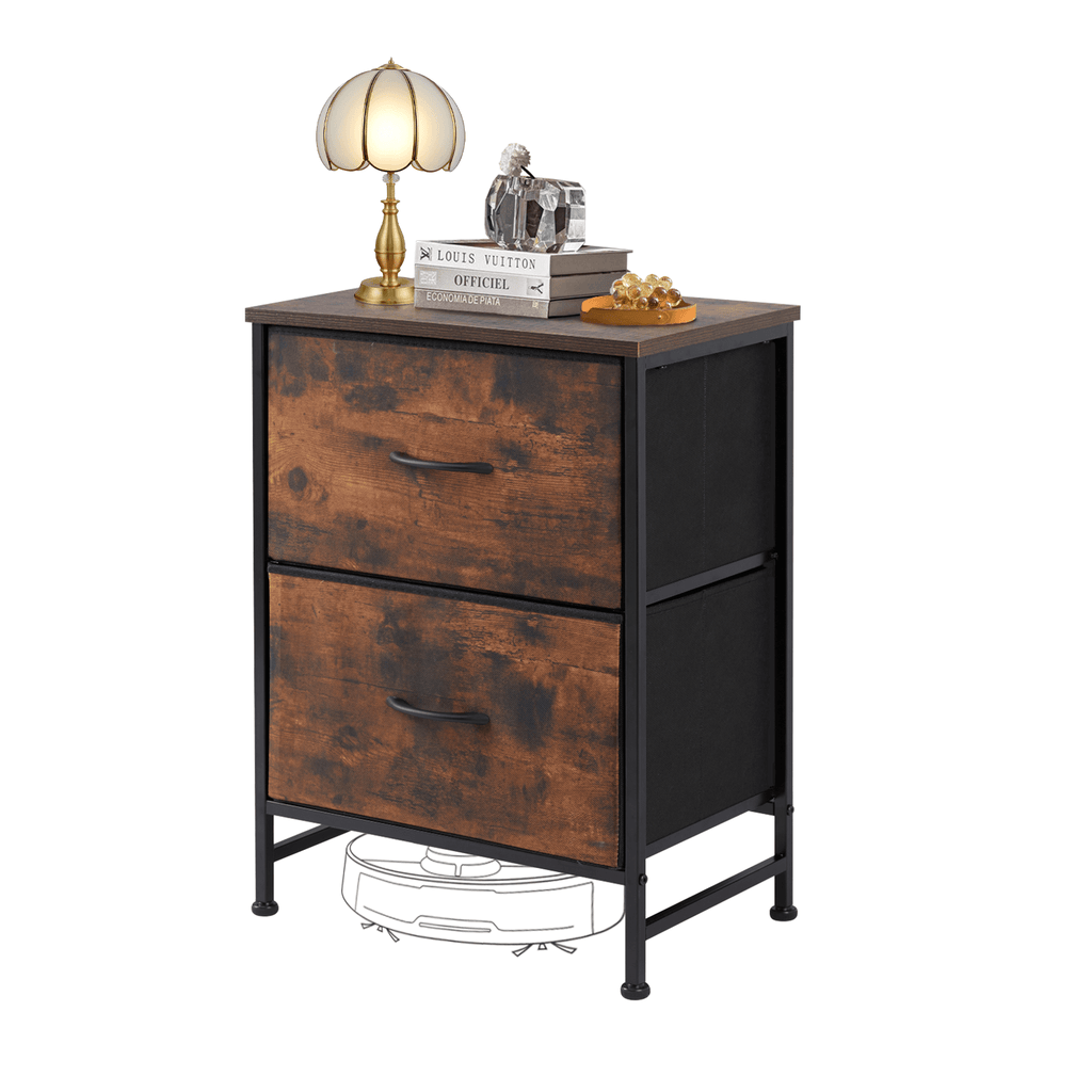 Compact 5-Drawer Fabric Dresser with Wood Top, Strong Metal Frame