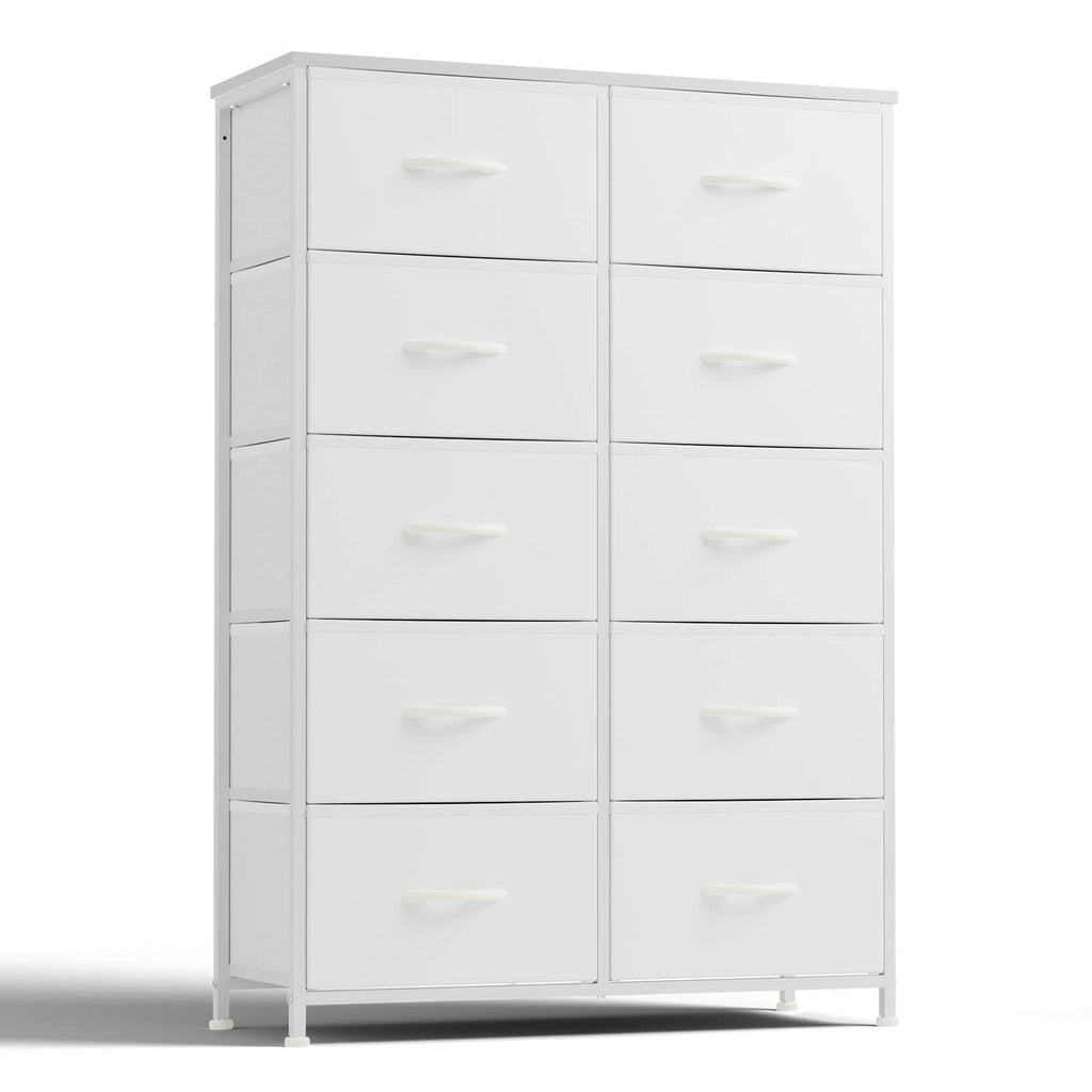 Tall Fabric Dresser with 10 Drawers, Steel Frame, Versatile Bedroom Storage Organizer