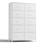 Tall Fabric Dresser with 10 Drawers, Steel Frame, Versatile Bedroom Storage Organizer
