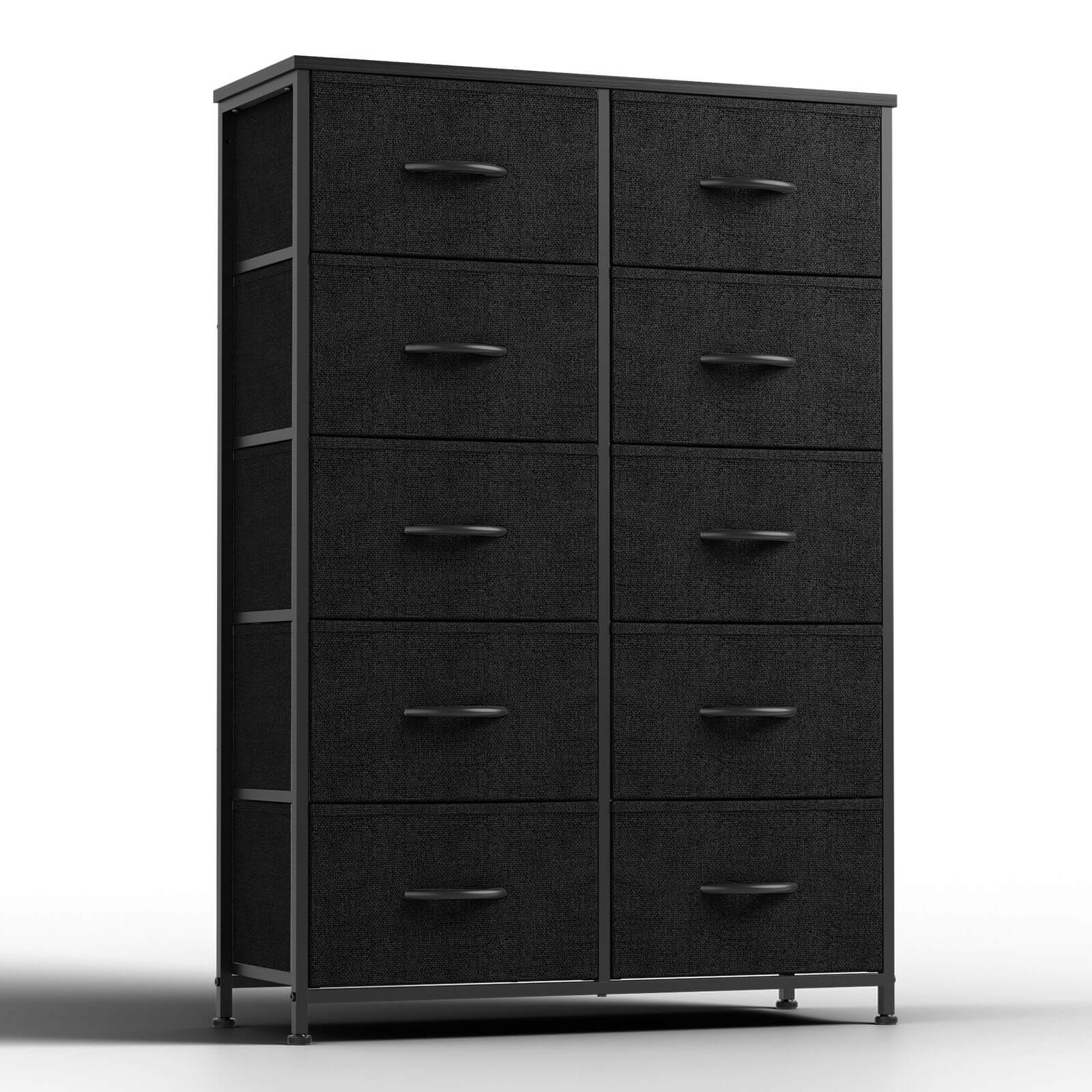 Tall Fabric Dresser with 10 Drawers, Steel Frame, Versatile Bedroom Storage Organizer