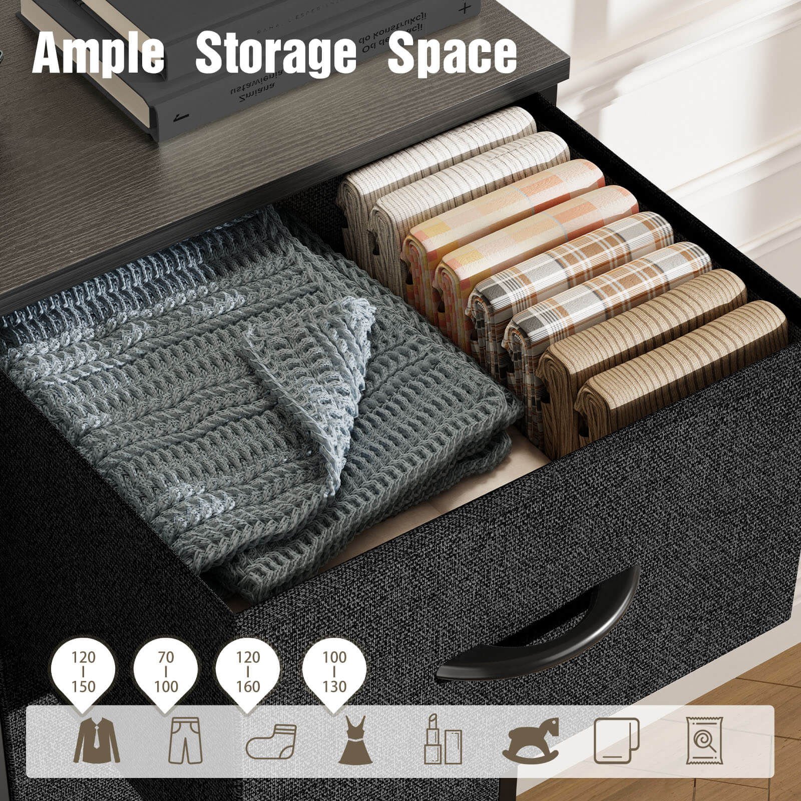 Tall Fabric Dresser with 10 Drawers, Steel Frame, Versatile Bedroom Storage Organizer