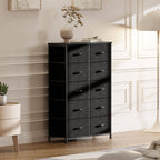 Tall Fabric Dresser with 10 Drawers, Steel Frame, Versatile Bedroom Storage Organizer