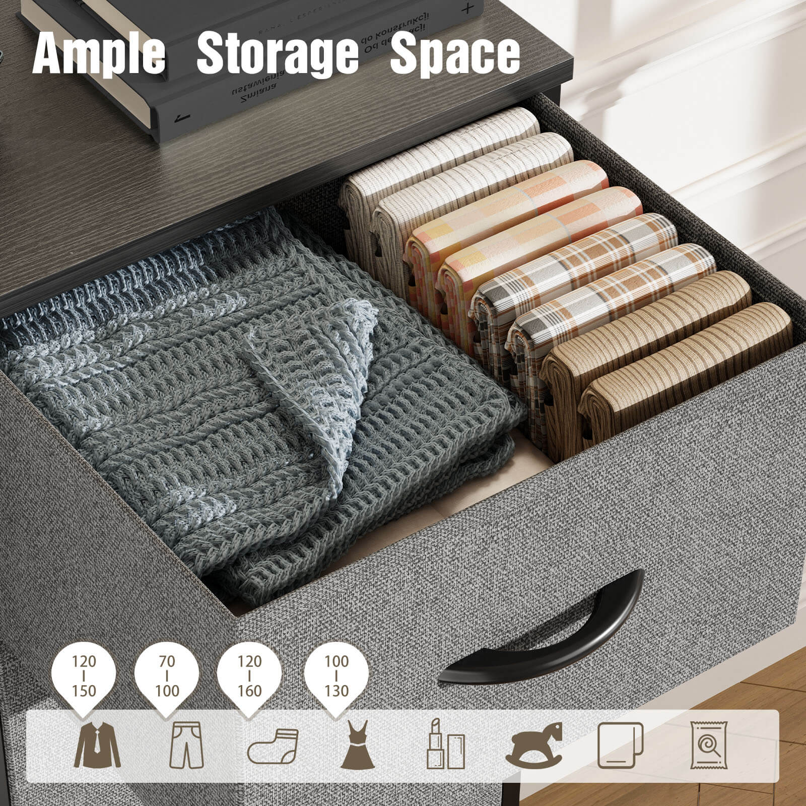 Tall Fabric Dresser with 10 Drawers, Steel Frame, Versatile Bedroom Storage Organizer