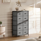 Tall Fabric Dresser with 10 Drawers, Steel Frame, Versatile Bedroom Storage Organizer