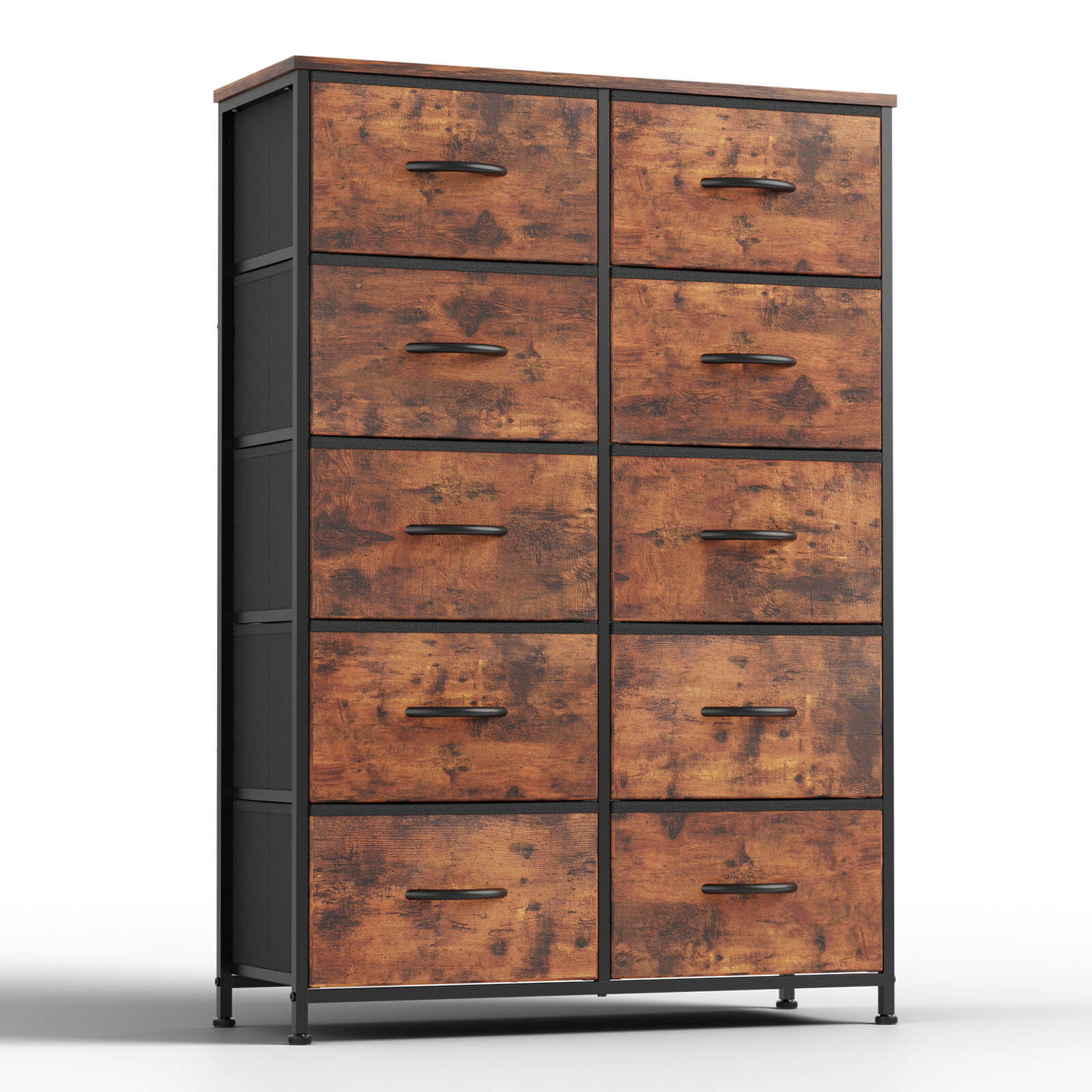Tall Fabric Dresser with 10 Drawers, Steel Frame, Versatile Bedroom Storage Organizer