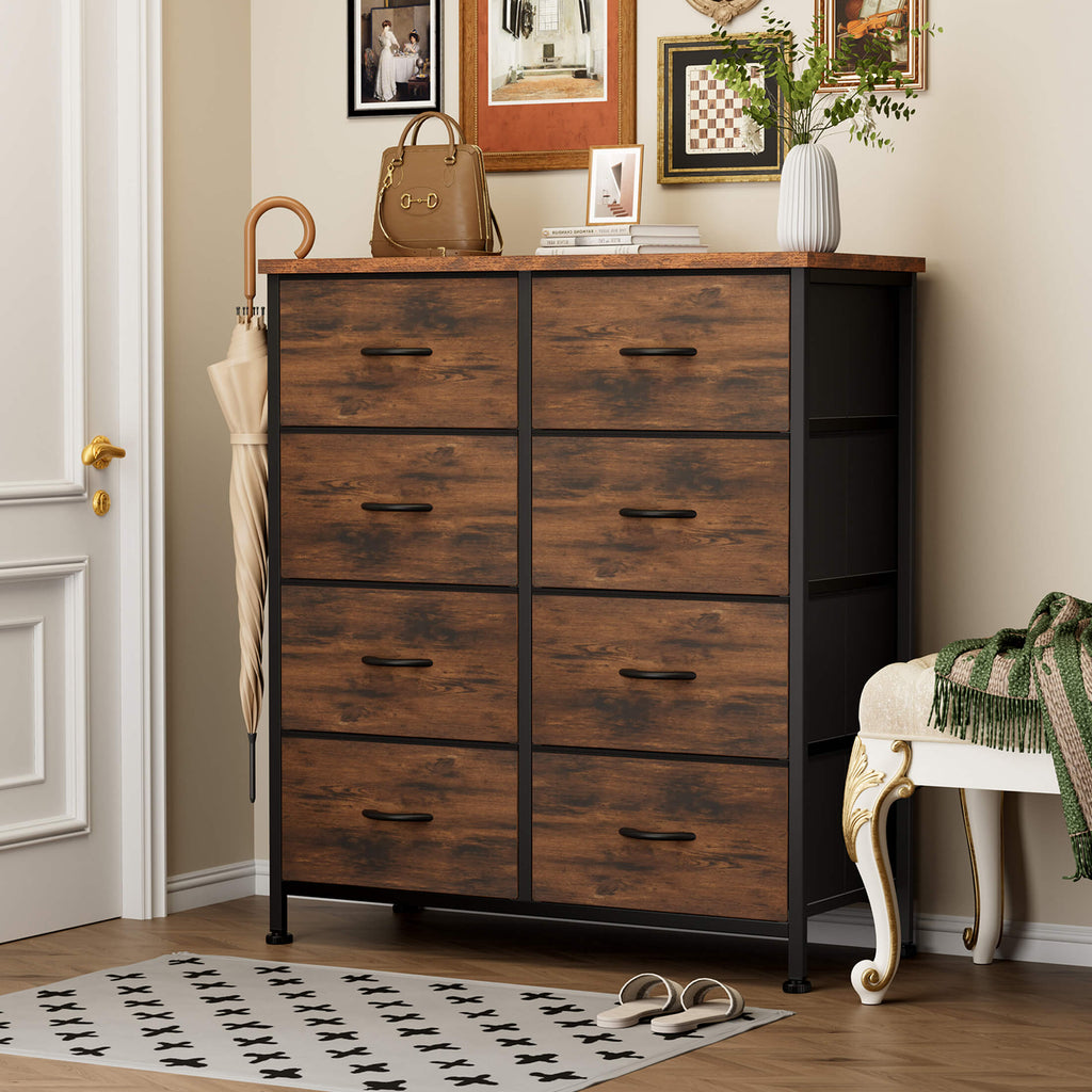 Tall 8-Drawer Fabric Storage Dresser Tower, Modern Bedroom Closet Organizer