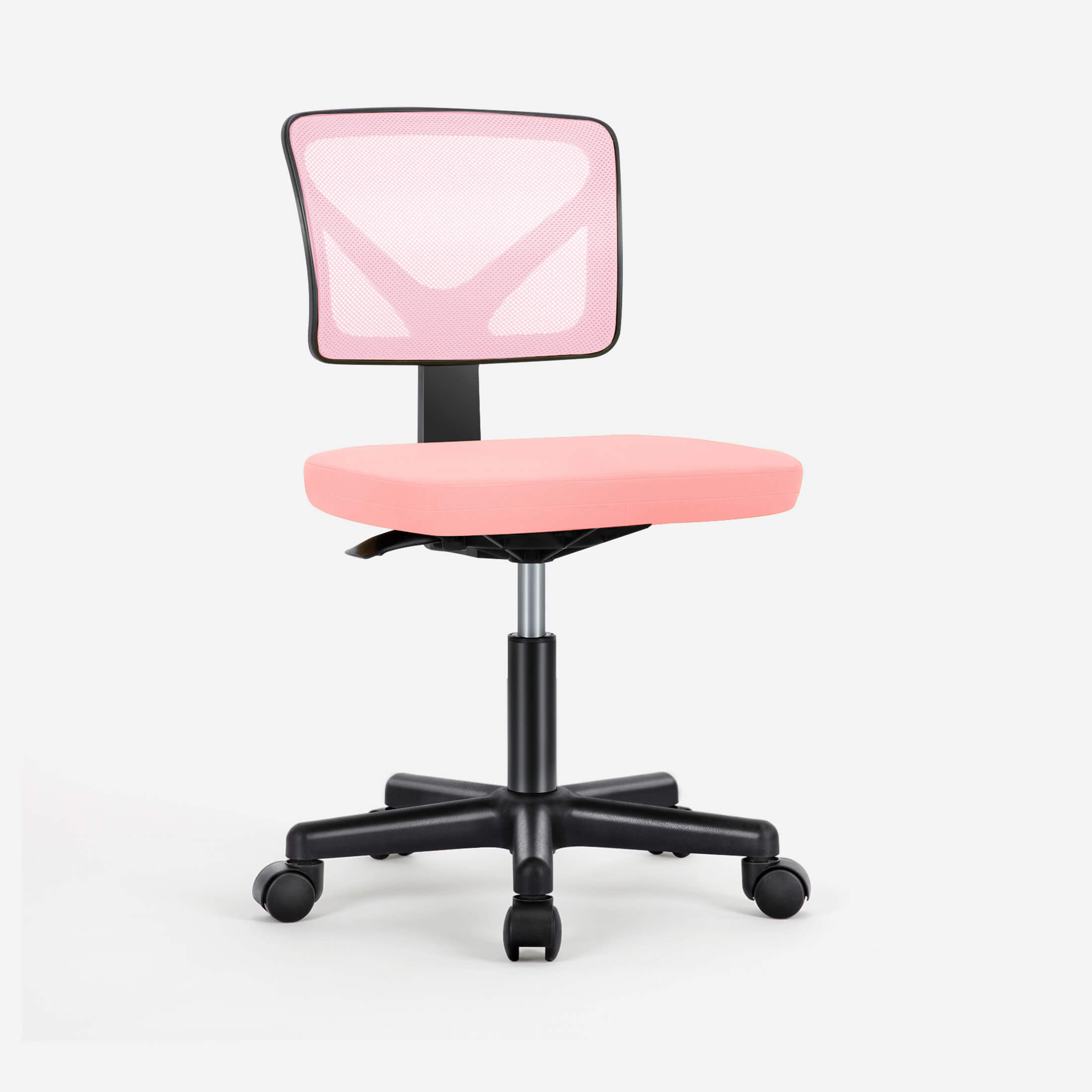 Compact Ergonomic Lumbar Support Office Chair Armless Design Adjustable Height Swivel