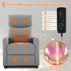 Adjustable Manual Recliner Chair with Massage, Heat, and Lumbar Support