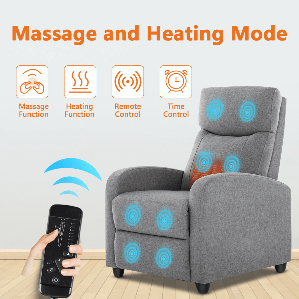 Adjustable Manual Recliner Chair with Massage, Heat, and Lumbar Support