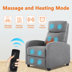 Adjustable Manual Recliner Chair with Massage, Heat, and Lumbar Support