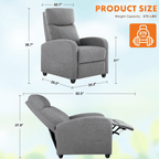Adjustable Manual Recliner Chair with Massage, Heat, and Lumbar Support