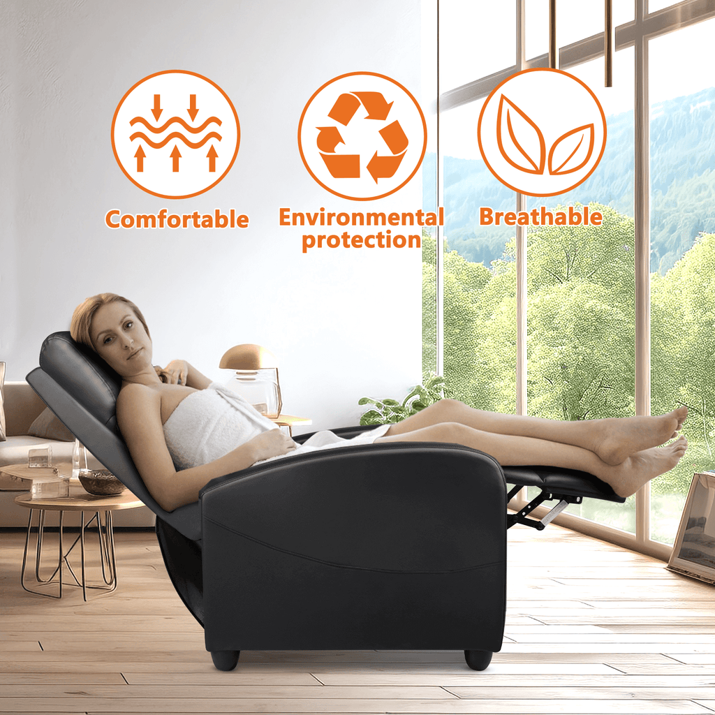 Adjustable Manual Recliner Chair with Massage, Heat, and Lumbar Support