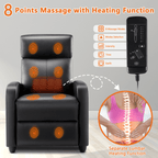 Adjustable Manual Recliner Chair with Massage, Heat, and Lumbar Support