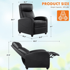 Adjustable Manual Recliner Chair with Massage, Heat, and Lumbar Support