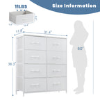 Tall 8-Drawer Fabric Storage Dresser Tower, Modern Bedroom Closet Organizer