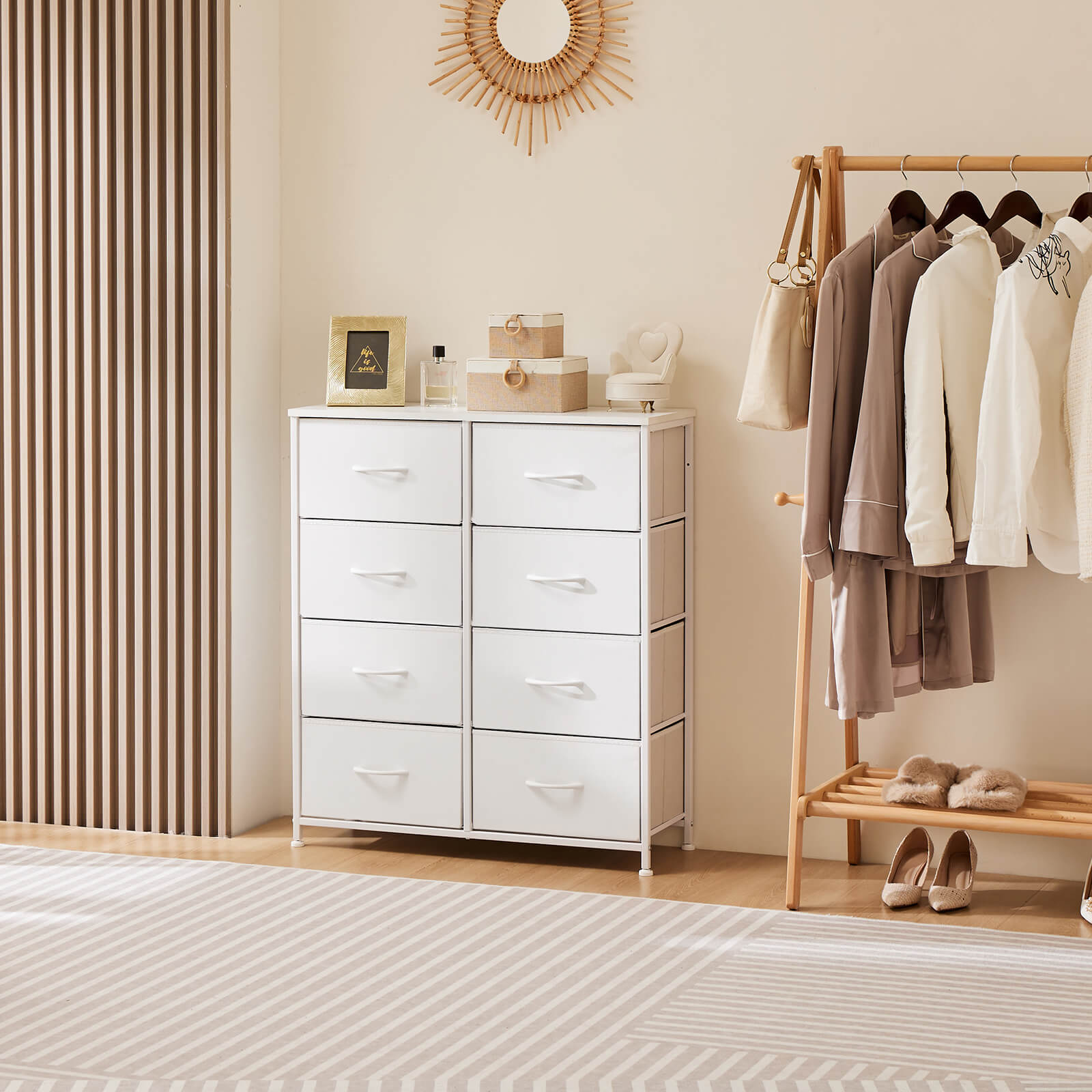 Tall 8-Drawer Fabric Storage Dresser Tower, Modern Bedroom Closet Organizer