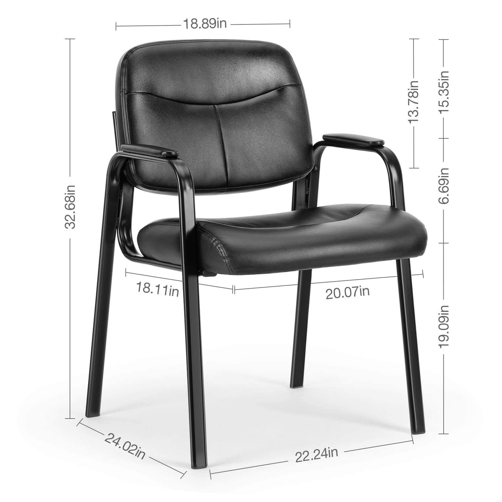 Elegant Leather Office Guest Chair, Padded Armrests, Stable Metal Base, Reception Seating