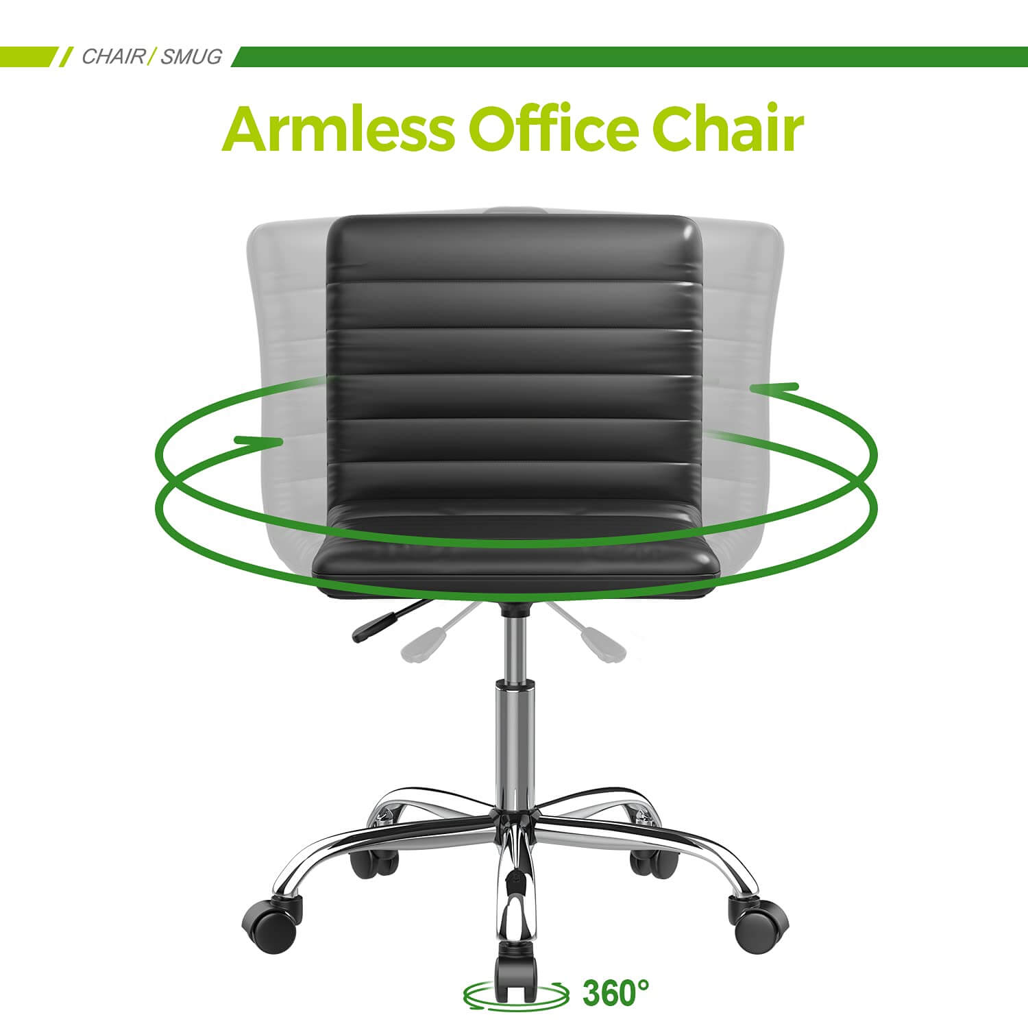Ergonomic Armless Leather Swivel Office Chair for Home Study Comfort