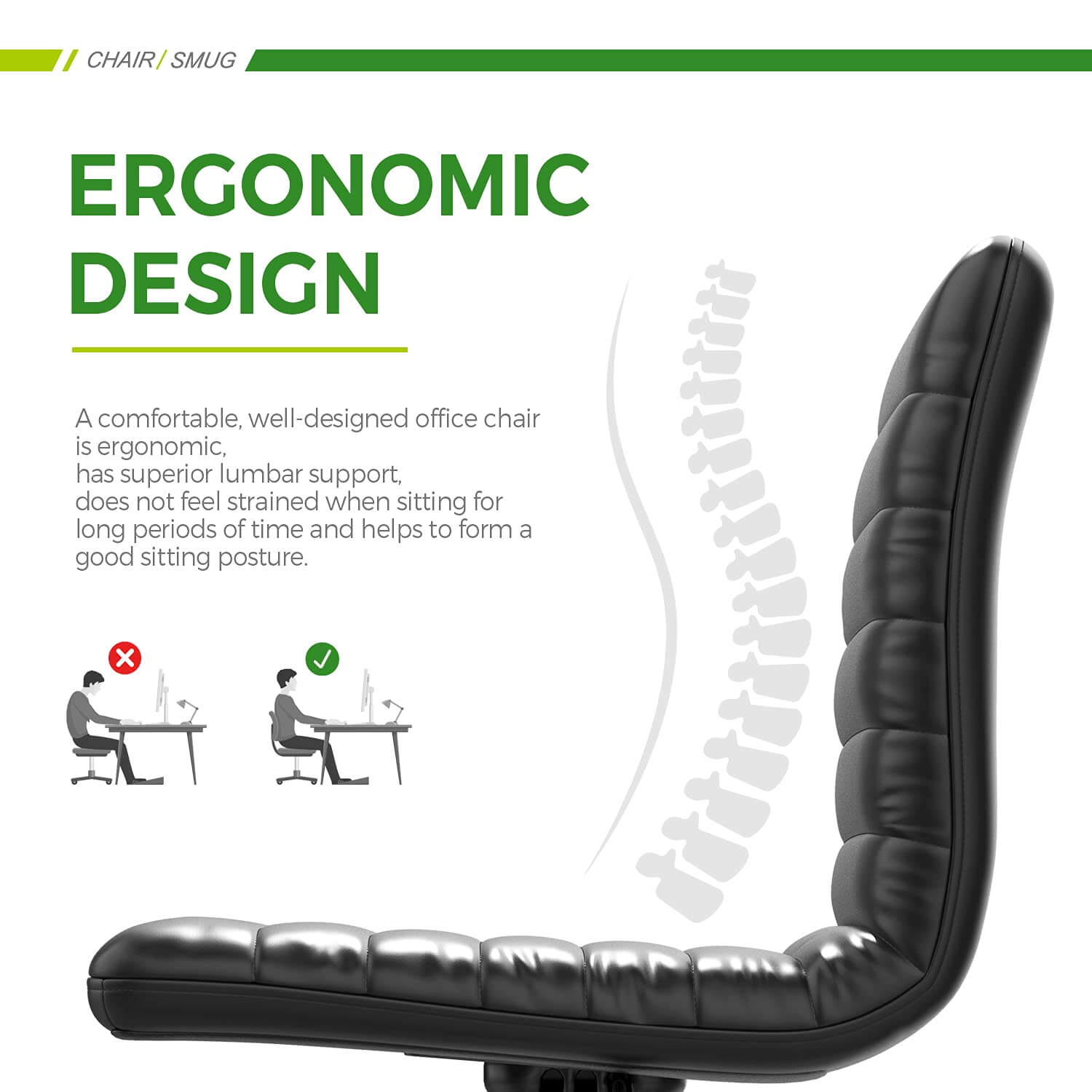 Ergonomic Armless Leather Swivel Office Chair for Home Study Comfort